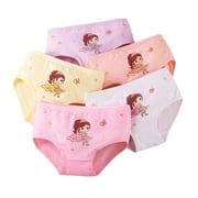 Esaierr Toddler Kids Cotton Panties Briefs for Girls,5-Pack Baby Cute Breathable Comfty Briefs Panties Cartoon Soft Briefs Panties for 2-12 Years Old